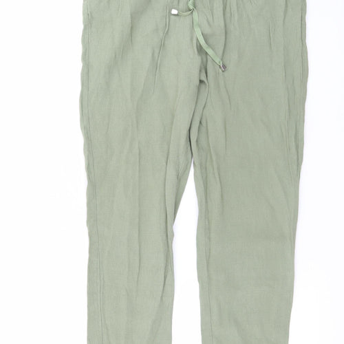 LC Waikiki Women's Green Linen Blend Chino Trousers Size 12