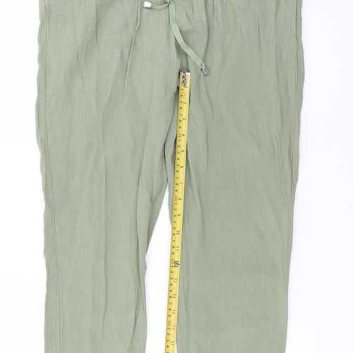 LC Waikiki Women's Green Linen Blend Chino Trousers Size 12