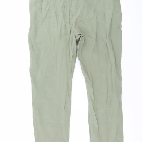 LC Waikiki Women's Green Linen Blend Chino Trousers Size 12