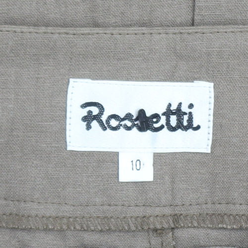 Rosetti Women Brown Linen Blend Button Front Pencil Skirt Size 10