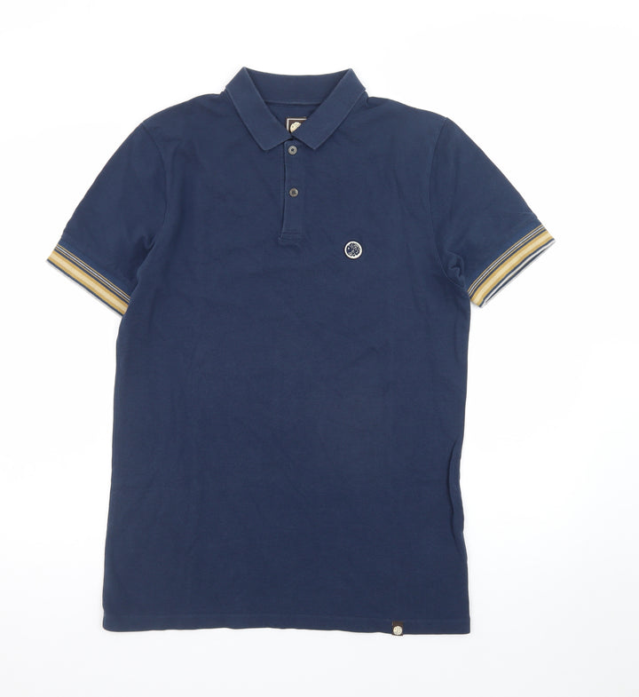 Pretty Green Men's Blue Cotton Short Sleeve Polo Shirt Size S