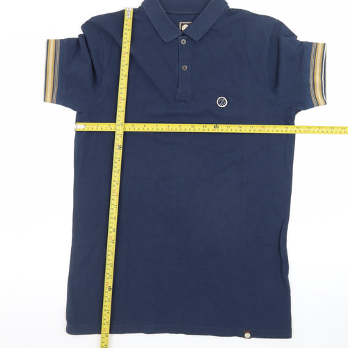 Pretty Green Men's Blue Cotton Short Sleeve Polo Shirt Size S