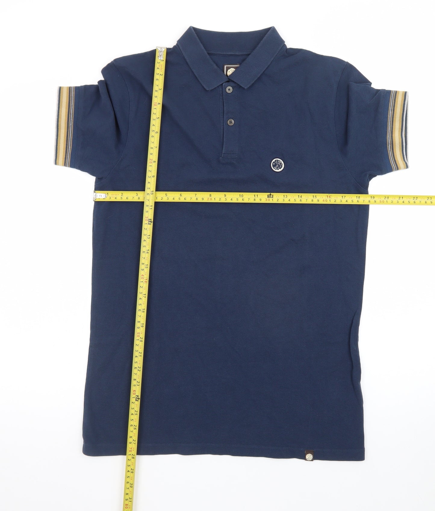Pretty Green Men's Blue Cotton Short Sleeve Polo Shirt Size S