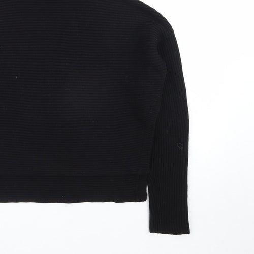 AllSaints Men's Black XS Roll Neck Ribbed Knit Pullover Jumper