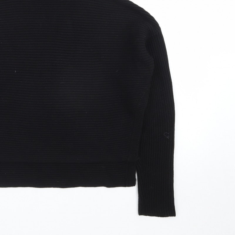 AllSaints Men's Black XS Roll Neck Ribbed Knit Pullover Jumper