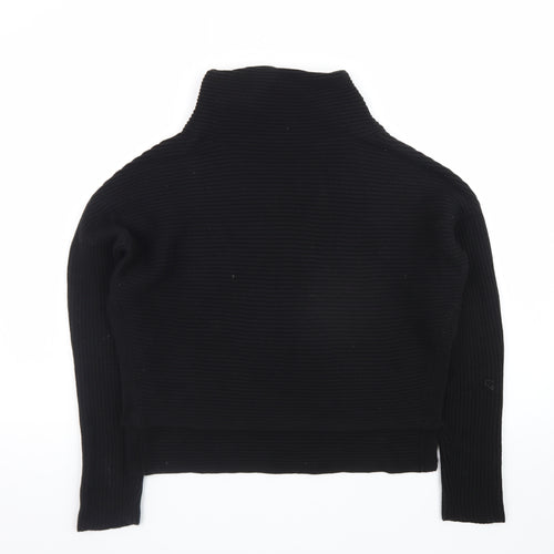 AllSaints Men's Black XS Roll Neck Ribbed Knit Pullover Jumper
