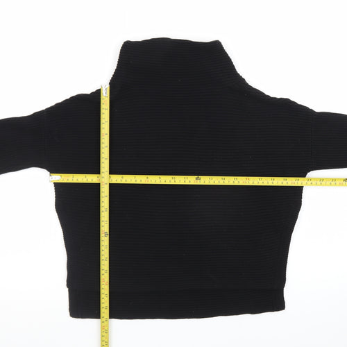 AllSaints Men's Black XS Roll Neck Ribbed Knit Pullover Jumper