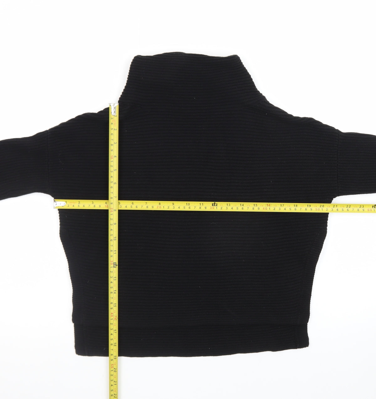 AllSaints Men's Black XS Roll Neck Ribbed Knit Pullover Jumper
