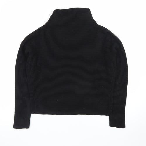 AllSaints Men's Black XS Roll Neck Ribbed Knit Pullover Jumper