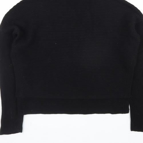 AllSaints Men's Black XS Roll Neck Ribbed Knit Pullover Jumper