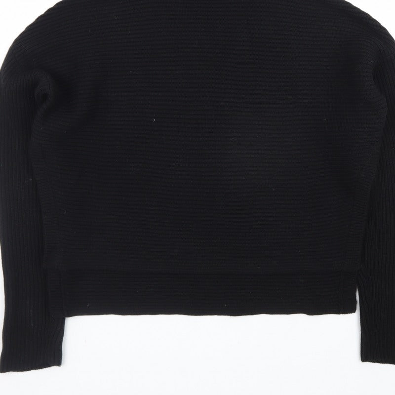 AllSaints Men's Black XS Roll Neck Ribbed Knit Pullover Jumper