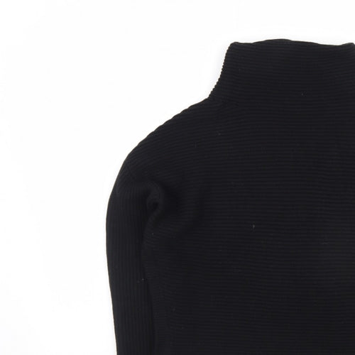AllSaints Men's Black XS Roll Neck Ribbed Knit Pullover Jumper