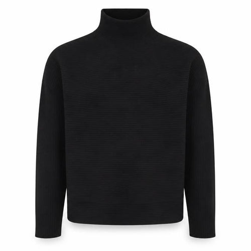 AllSaints Men's Black XS Roll Neck Ribbed Knit Pullover Jumper