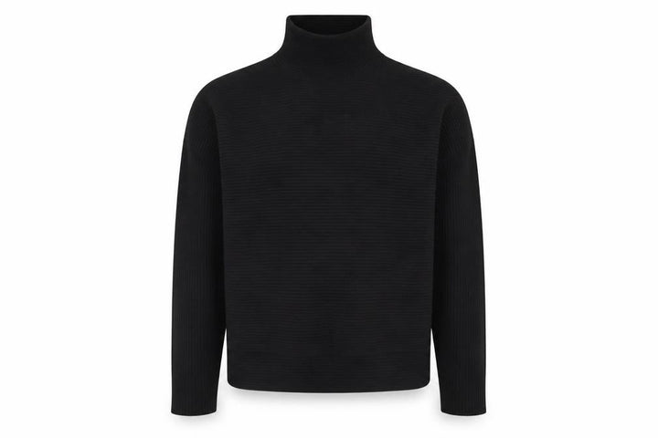 AllSaints Men's Black XS Roll Neck Ribbed Knit Pullover Jumper