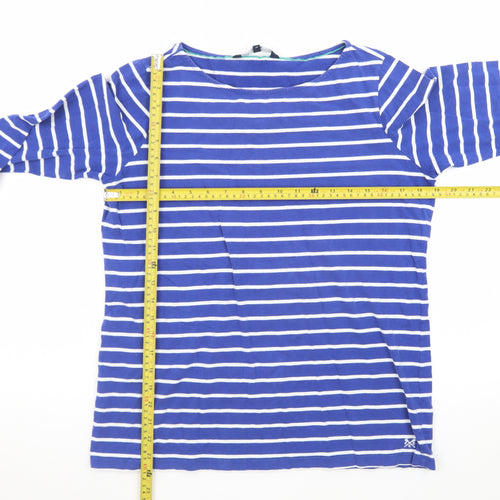 Crew Clothing Company Womens Blue Striped 3/4 Sleeve Cotton T-Shirt Size 14