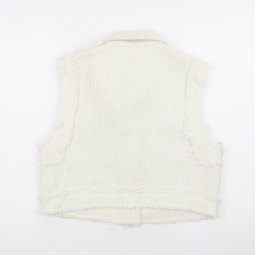 Savida Women Ivory Tweed Button Front Vest Size 14