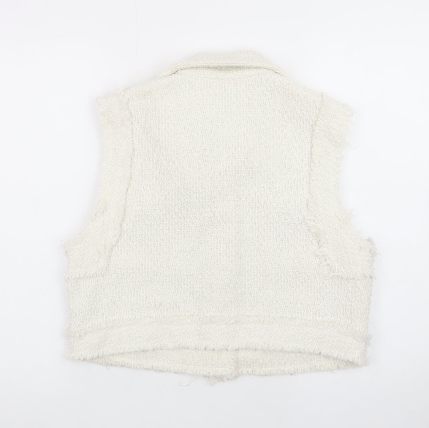 Savida Women Ivory Tweed Button Front Vest Size 14