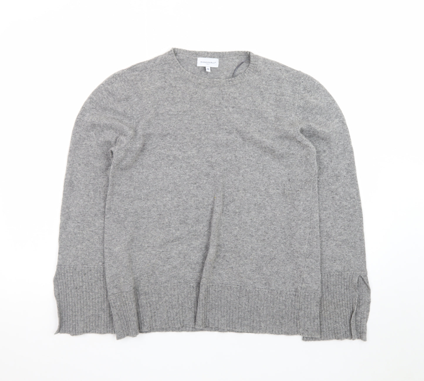 Bianco & Blu Womens Grey Wool Blend Crew Neck Pullover Jumper M