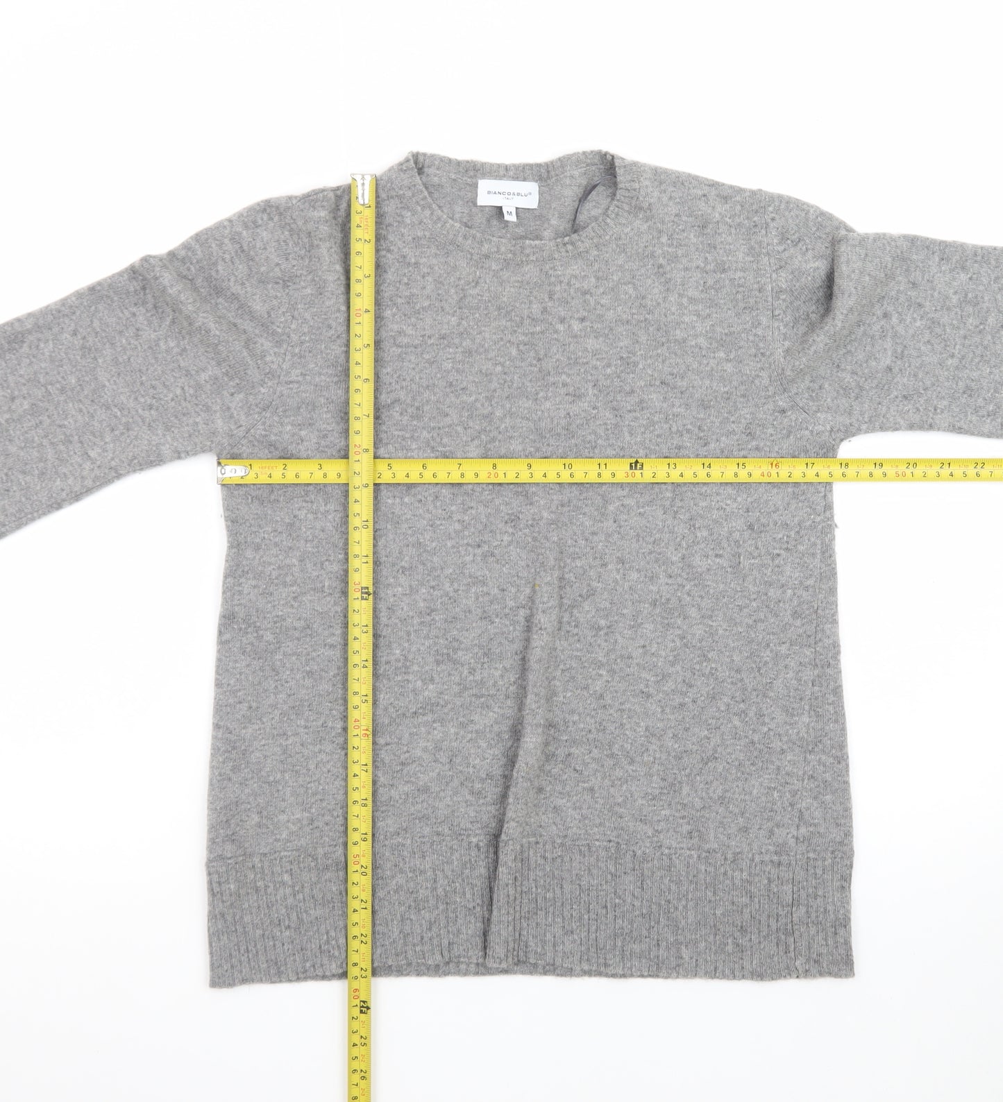 Bianco & Blu Womens Grey Wool Blend Crew Neck Pullover Jumper M