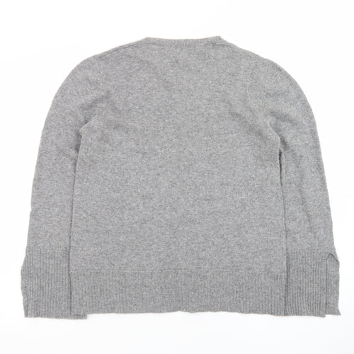 Bianco & Blu Womens Grey Wool Blend Crew Neck Pullover Jumper M