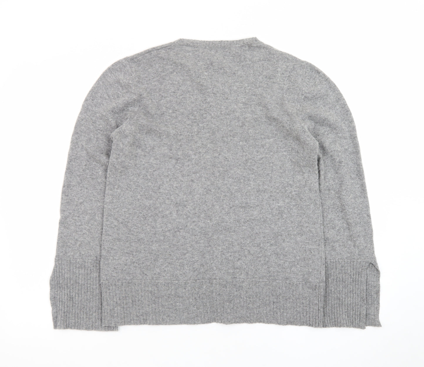 Bianco & Blu Womens Grey Wool Blend Crew Neck Pullover Jumper M
