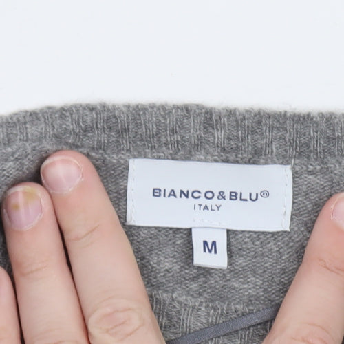Bianco & Blu Womens Grey Wool Blend Crew Neck Pullover Jumper M