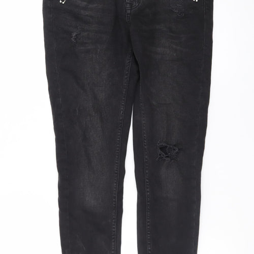 Zara Women Black Skinny Distressed Z1975 Denim Jeans Size 10