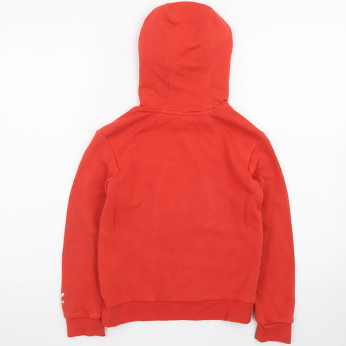 adidas Boys Red Pullover Hoodie 8-9 Years Graphic Logo Cotton Blend