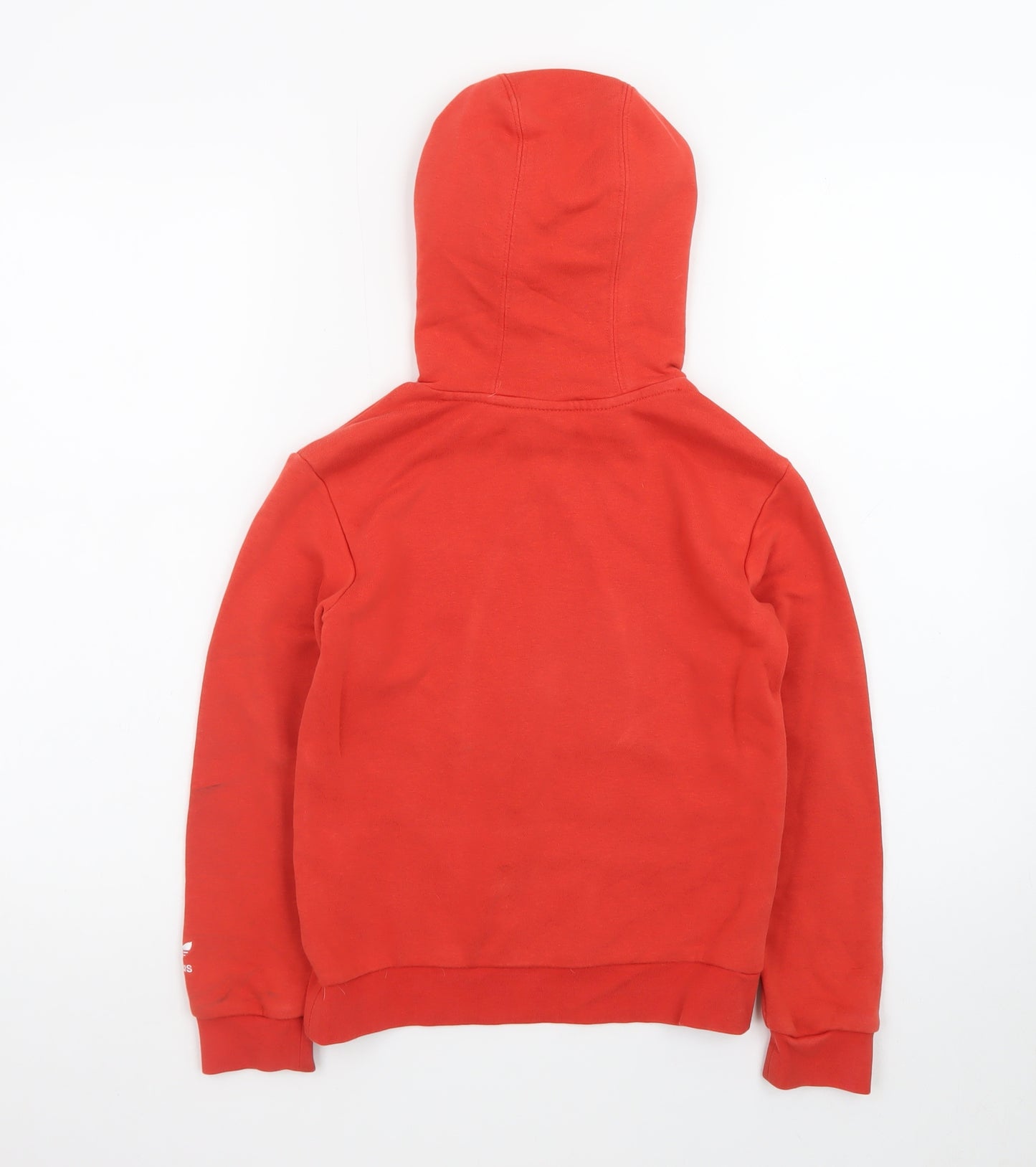 adidas Boys Red Pullover Hoodie 8-9 Years Graphic Logo Cotton Blend