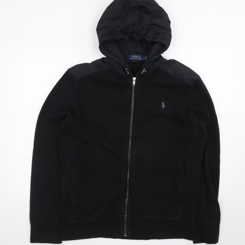Polo Ralph Lauren Men's Black L Hooded Full Zip Estate Rib Jacket