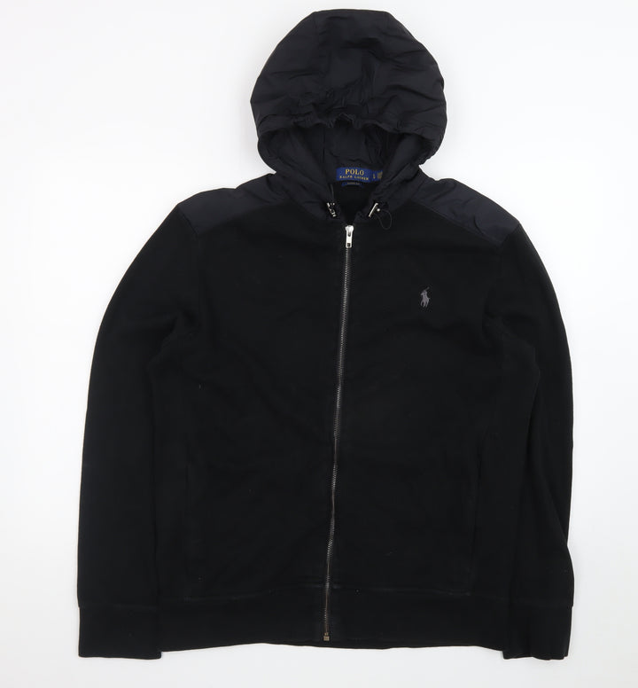 Polo Ralph Lauren Men's Black L Hooded Full Zip Estate Rib Jacket