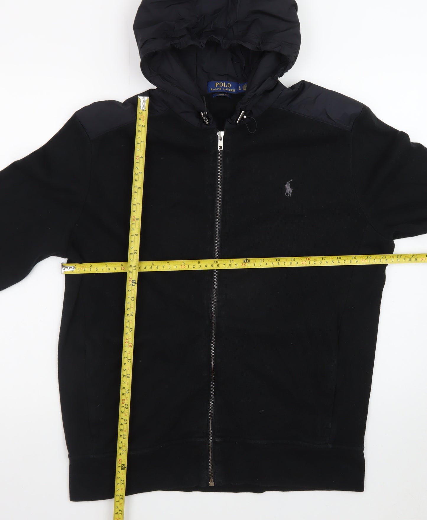 Polo Ralph Lauren Men's Black L Hooded Full Zip Estate Rib Jacket
