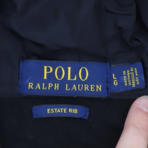 Polo Ralph Lauren Men's Black L Hooded Full Zip Estate Rib Jacket