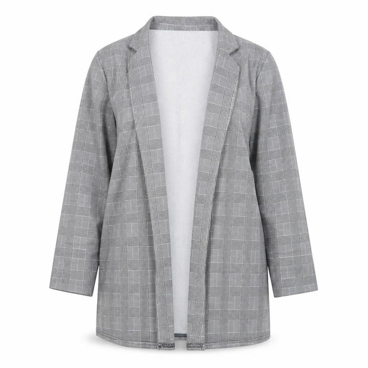 Boohoo Women Grey Check Single-Breasted Blazer Jacket Size 22