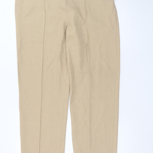 Marks and Spencer Women Beige Straight Leg Trousers Size 14