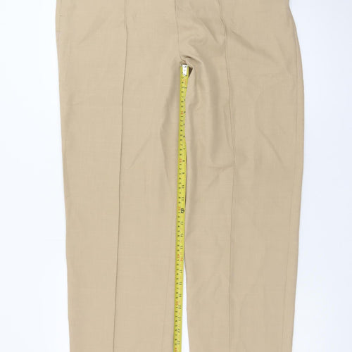 Marks and Spencer Women Beige Straight Leg Trousers Size 14