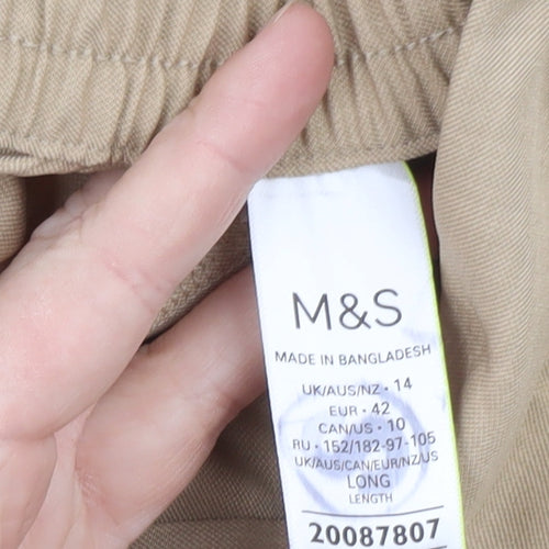Marks and Spencer Women Beige Straight Leg Trousers Size 14