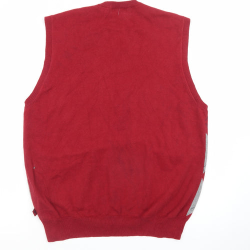 IZOD Men's Red Argyle Cotton Sleeveless V-Neck Golf Vest M