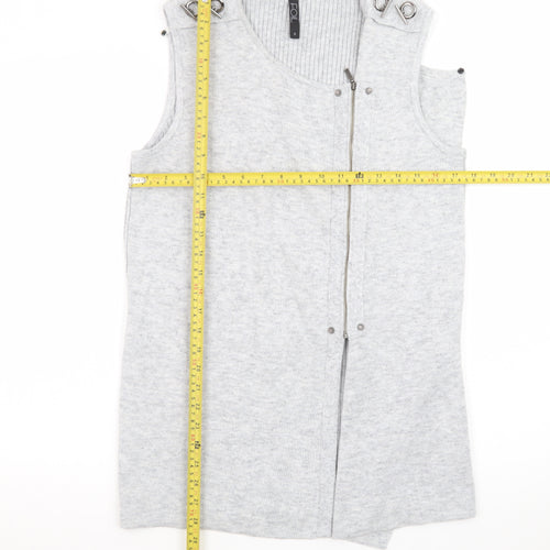 FOIL Women Grey Knit Sleeveless Zip Shift Dress Size S