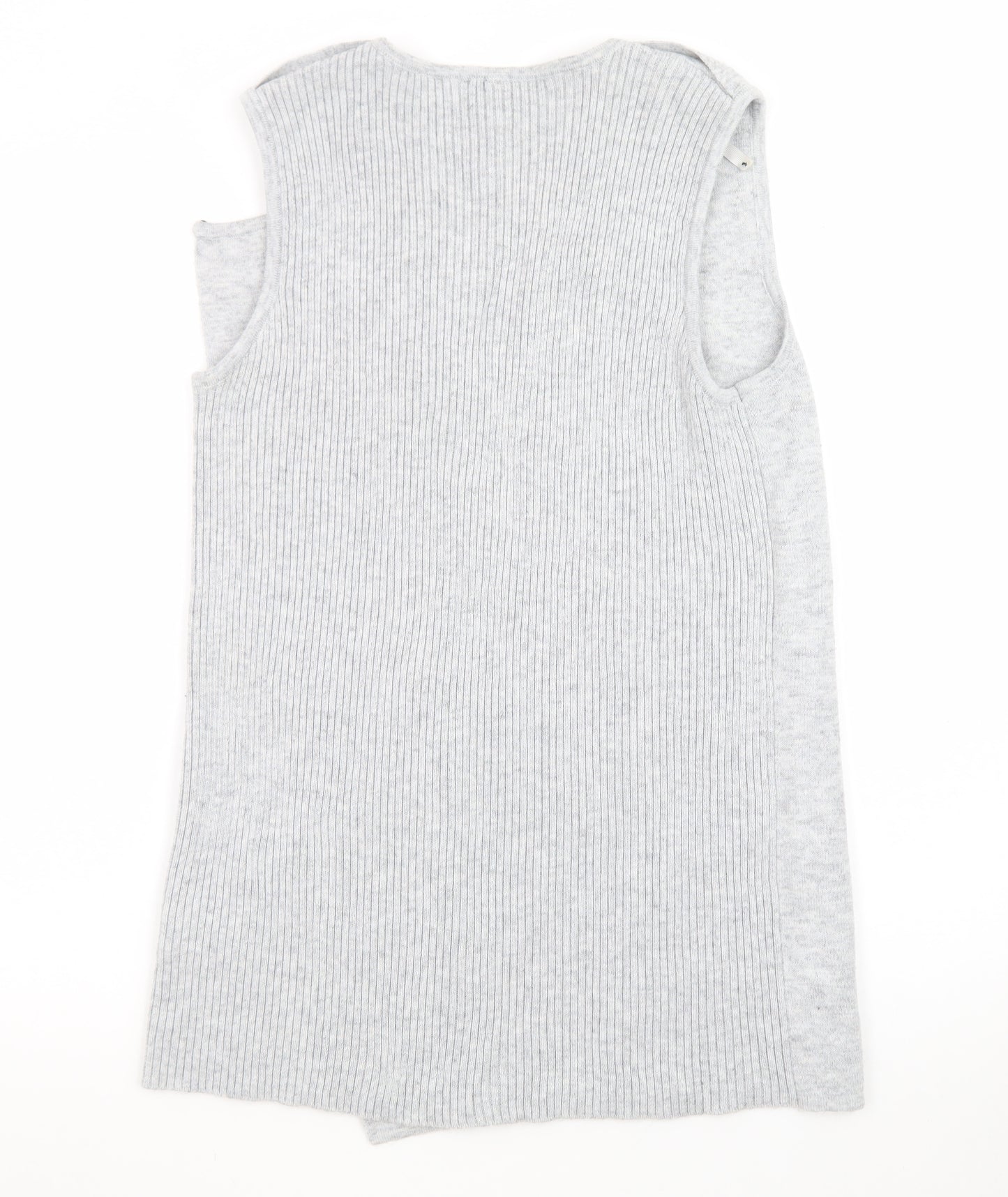 FOIL Women Grey Knit Sleeveless Zip Shift Dress Size S