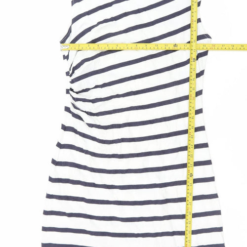 LOFT Women's White Navy Striped Bodycon Dress M Boat Neck Summer