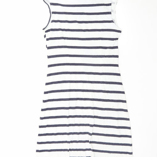 LOFT Women's White Navy Striped Bodycon Dress M Boat Neck Summer