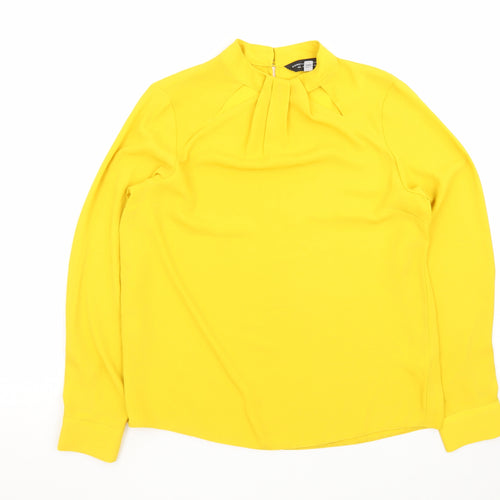 Dorothy Perkins Women Yellow Long Sleeve High Neck Blouse UK 10