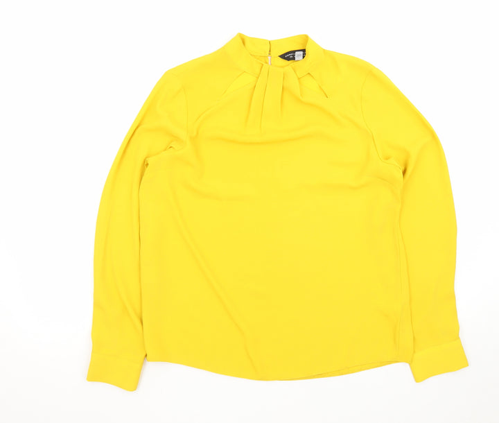 Dorothy Perkins Women Yellow Long Sleeve High Neck Blouse UK 10