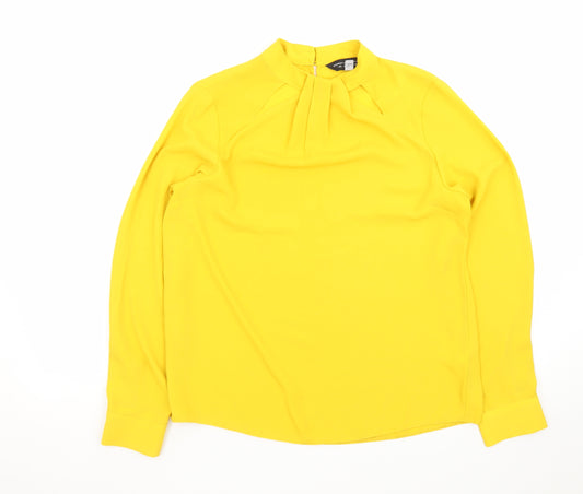 Dorothy Perkins Women Yellow Long Sleeve High Neck Blouse UK 10