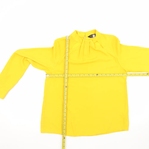 Dorothy Perkins Women Yellow Long Sleeve High Neck Blouse UK 10