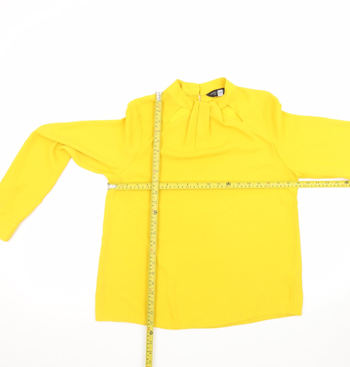 Dorothy Perkins Women Yellow Long Sleeve High Neck Blouse UK 10