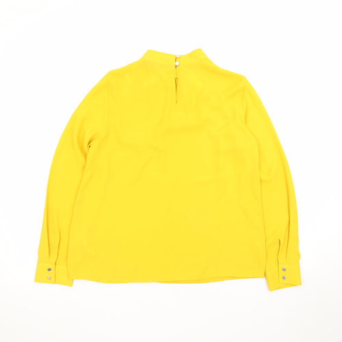 Dorothy Perkins Women Yellow Long Sleeve High Neck Blouse UK 10