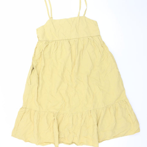 Uniqlo Women Yellow Cotton Sleeveless Slip Dress Size L