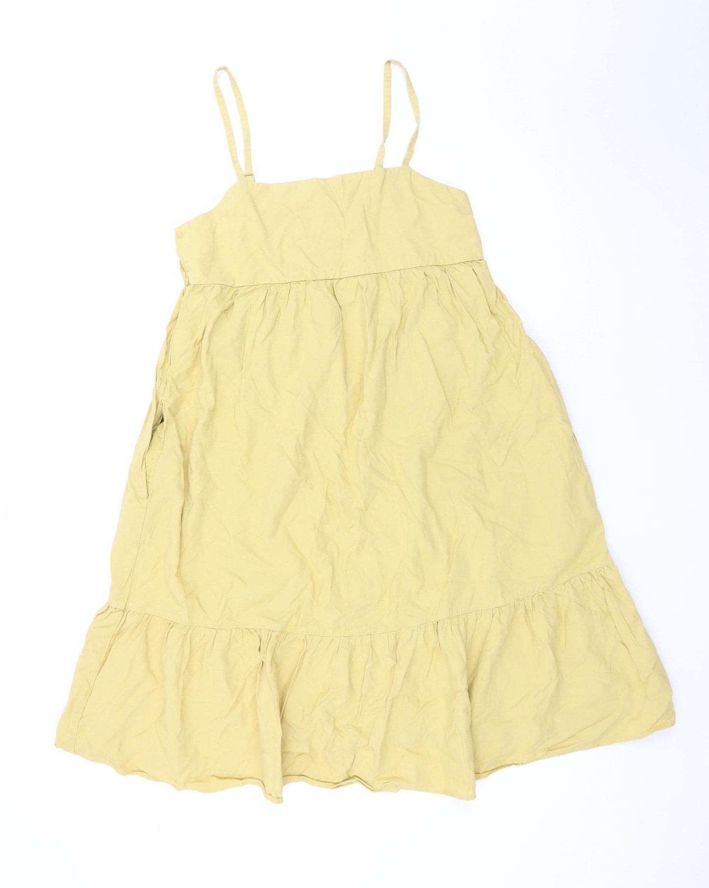 Uniqlo Women Yellow Cotton Sleeveless Slip Dress Size L